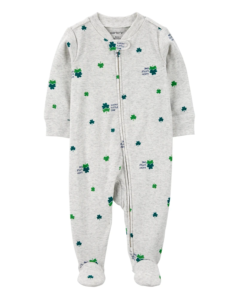 Baby St. Patrick's Day 2-Way Zip Cotton Sleeper Pyjamas