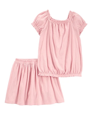 Kid 2-Piece Top & Skort Set - Pink