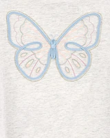 Kid Butterfly Jersey Long-Sleeve Boxy Fit Tee - Grey