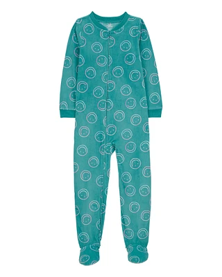 Kid 1-Piece Smiley Face Fleece Footie Pyjamas