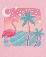 Baby Flamingo Print Snug Fit Ribbed 4-Piece Pyjamas