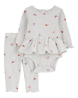 Baby 2-Piece Bird Peplum Bodysuit Pant Set