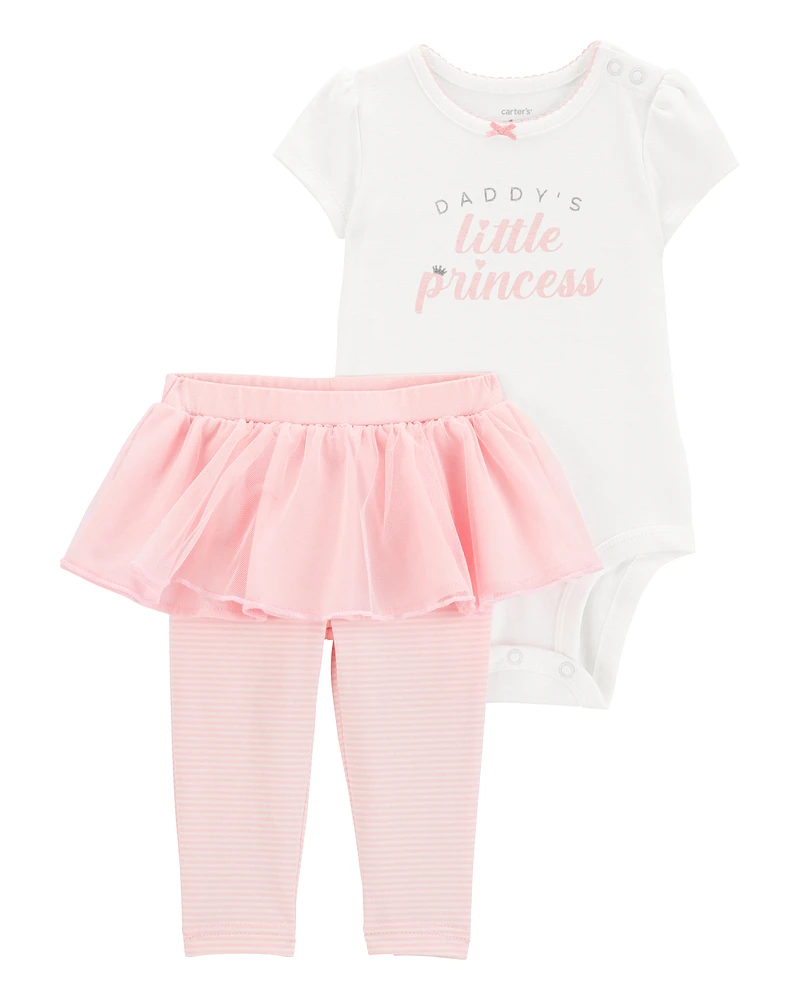 Baby 2-Piece Daddy's Princess Bodysuit & Tutu Pant Set - Pink