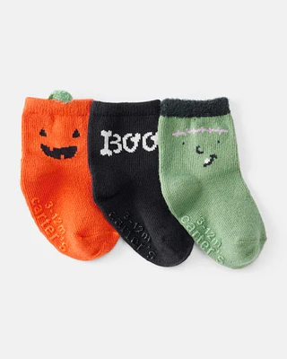 Baby 3-Pack Boo Pumpkin Monster Halloween Socks