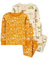 4-Piece Construction Print Pyjamas Set