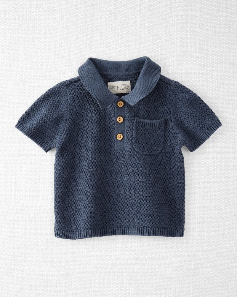 Baby Organic Cotton Crotchet Knit Polo