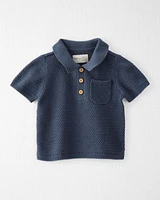 Baby Organic Cotton Crotchet Knit Polo