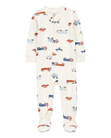 Toddler 1-Piece Car Print 100% Snug Fit Cotton Footie Pyjamas