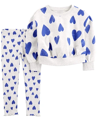 Toddler 2-Piece Heart Sweatshirt & Pant Set