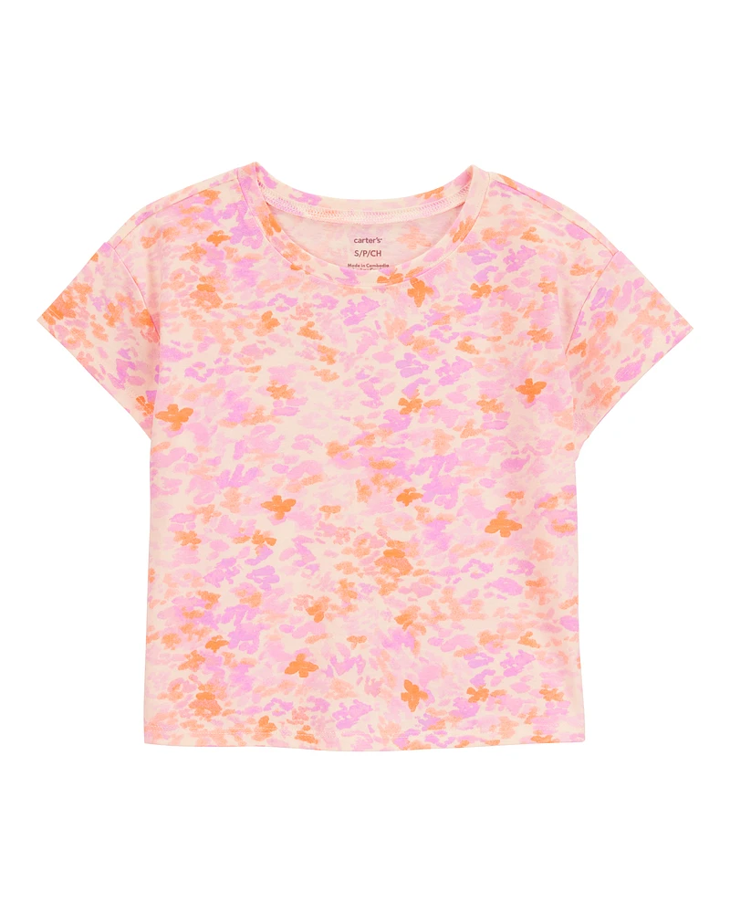 Kid Floral Short-Sleeve Tee - Pink