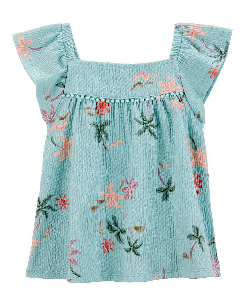 Toddler Palm Tree-Print Fashion Top - Turquoise