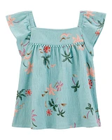 Toddler Palm Tree-Print Fashion Top - Turquoise