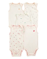 Baby 5-Pack Vegetables Sleeveless Bodysuits - Ivory