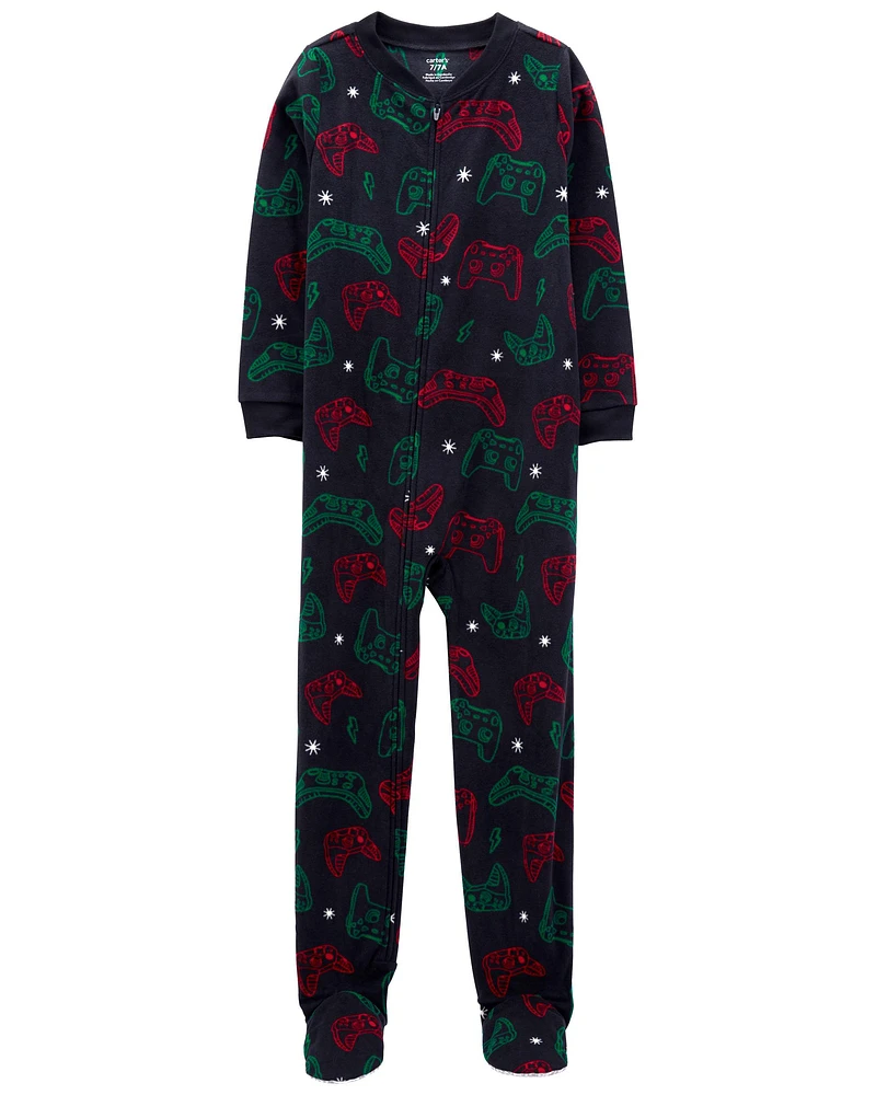 Kid 1-Piece Gamer Fleece Footie Pajamas