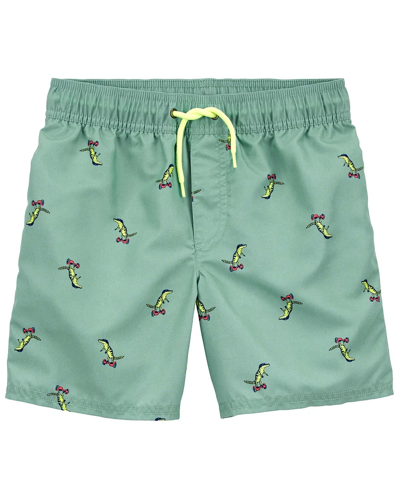 Gator Print Swim Trunks