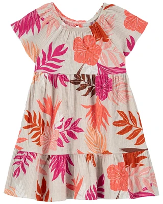 Tropical Crinkle Jersey Dress