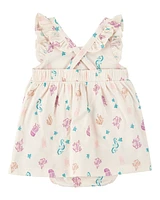 Baby Sea Print Cotton Sunsuit
