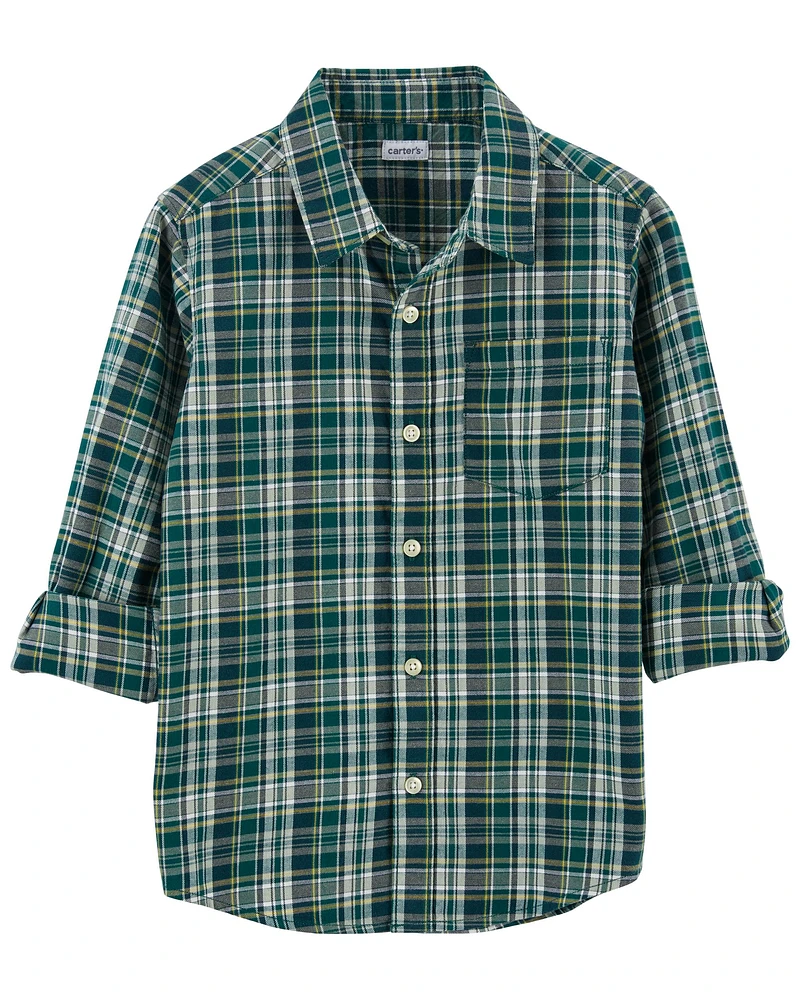 Kid Plaid Button-Front Shirt