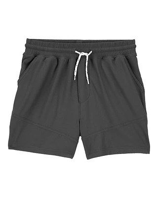 Kid Solid Cotton Blend Shorts - Gray