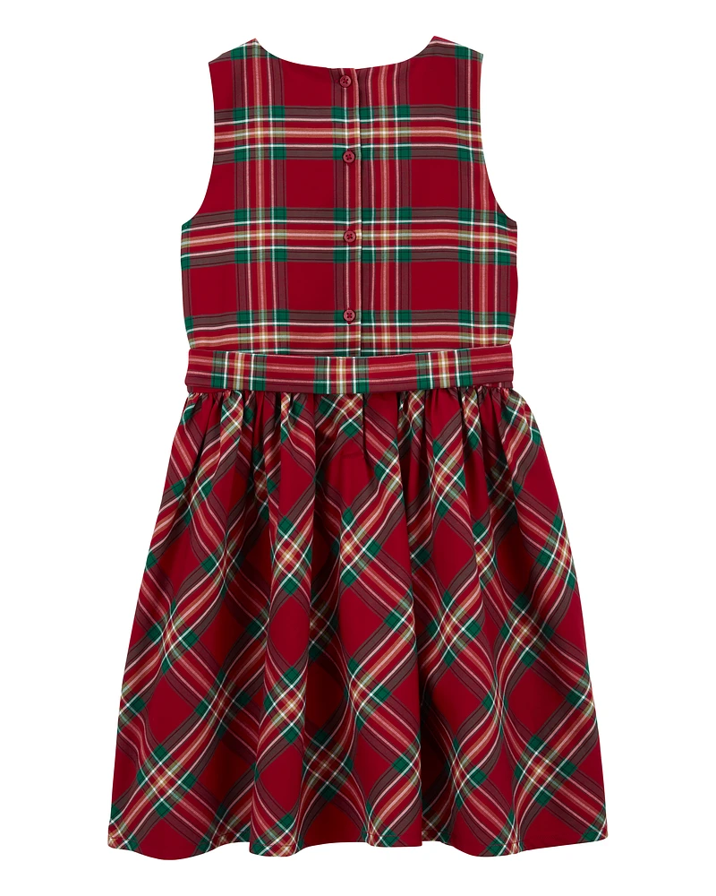 Kid Plaid Sateen Holiday Dress