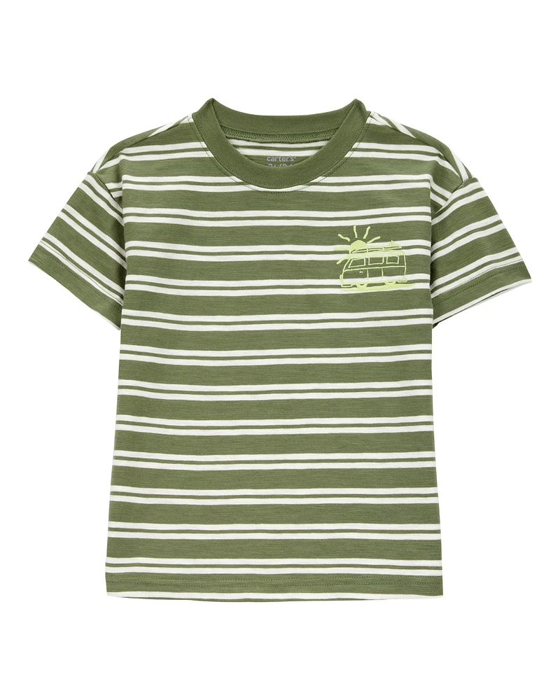 Toddler Sun Striped Cotton Short-Sleeve Tee - Green