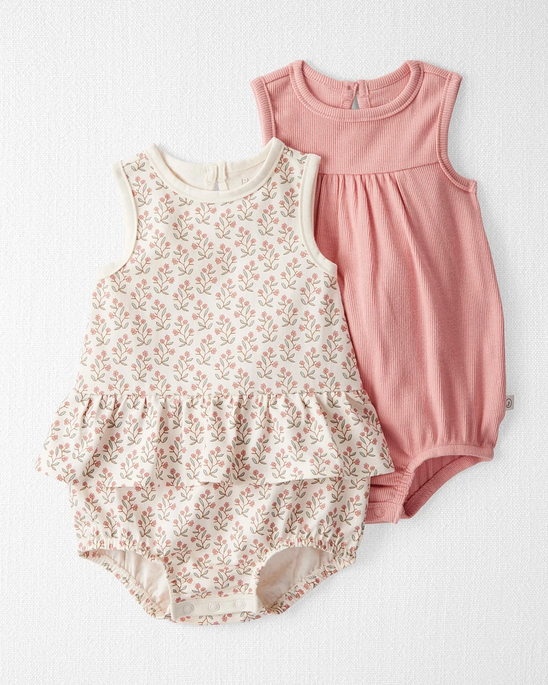 Baby Girl 2-Pack Organic Cotton Bubble Rompers