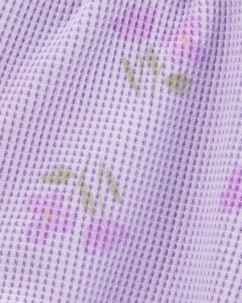 Toddler Floral Waffle Knit Shorts - Purple