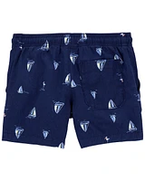 Toddler Sailboat Pull-On Linen Shorts