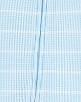 Toddler Striped Waffle Knit Footie 1-Piece Pyjamas - Blue