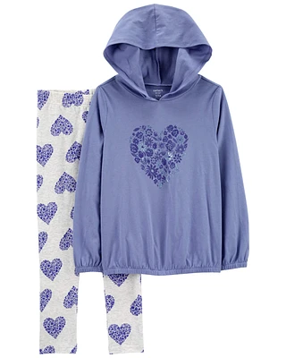 Kid 2-Piece Heart Hooded Tee & Legging Set