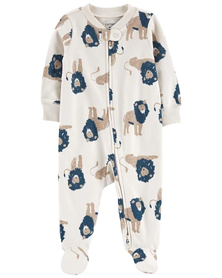 Lion 2-Way Zip Cotton Sleeper Pyjamas