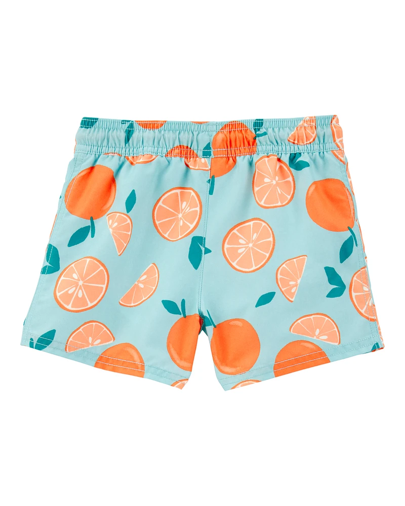 Toddler Orange Print Swim Trunks