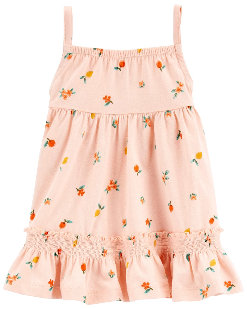 Peach Sleeveless Cotton Dress