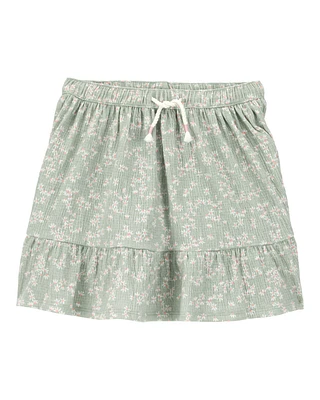Kid Floral Crinkle Skort - Green