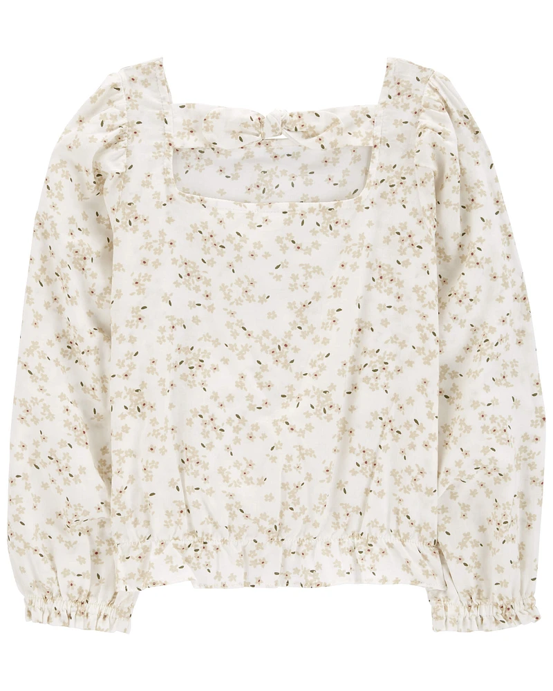 Kid Floral Twill Long-Sleeve Top