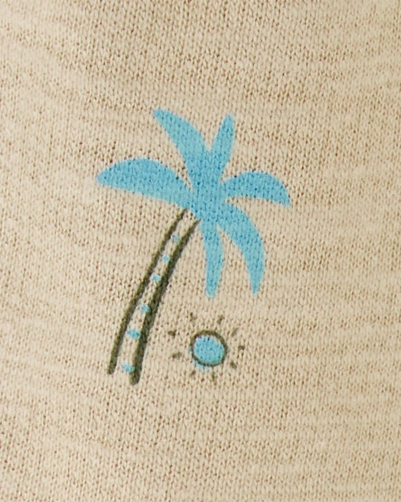 Toddler Beach Print Pull-On French Terry Shorts - Khaki