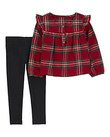 Toddler 2-Piece Plaid Flannel Top & Stretch Leggings