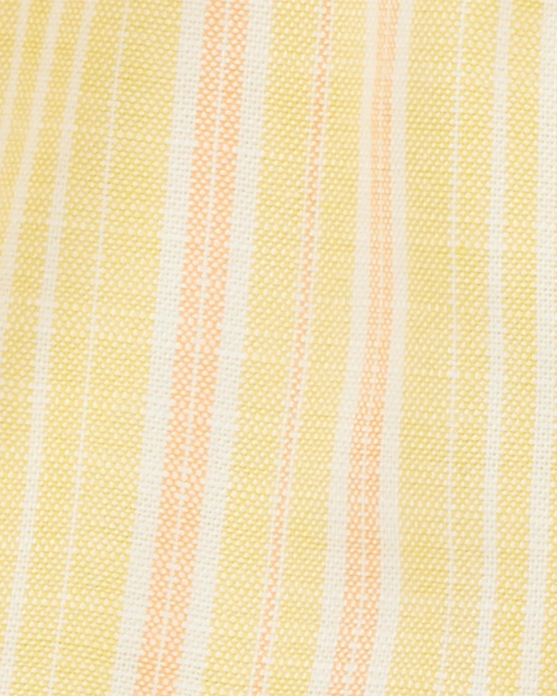 Kid Striped Linen Look-alike Sun Short - Yellow