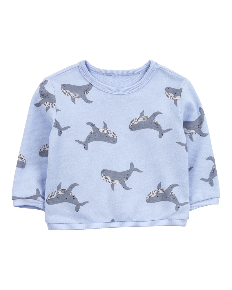 Baby Whale Pullover Sweatshirt - Blue