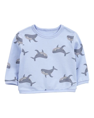 Baby Whale Pullover Sweatshirt - Blue