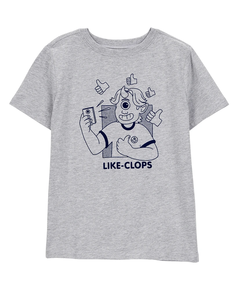 Kid "Like-Clops" Short-Sleeve Graphic Tee - Grey