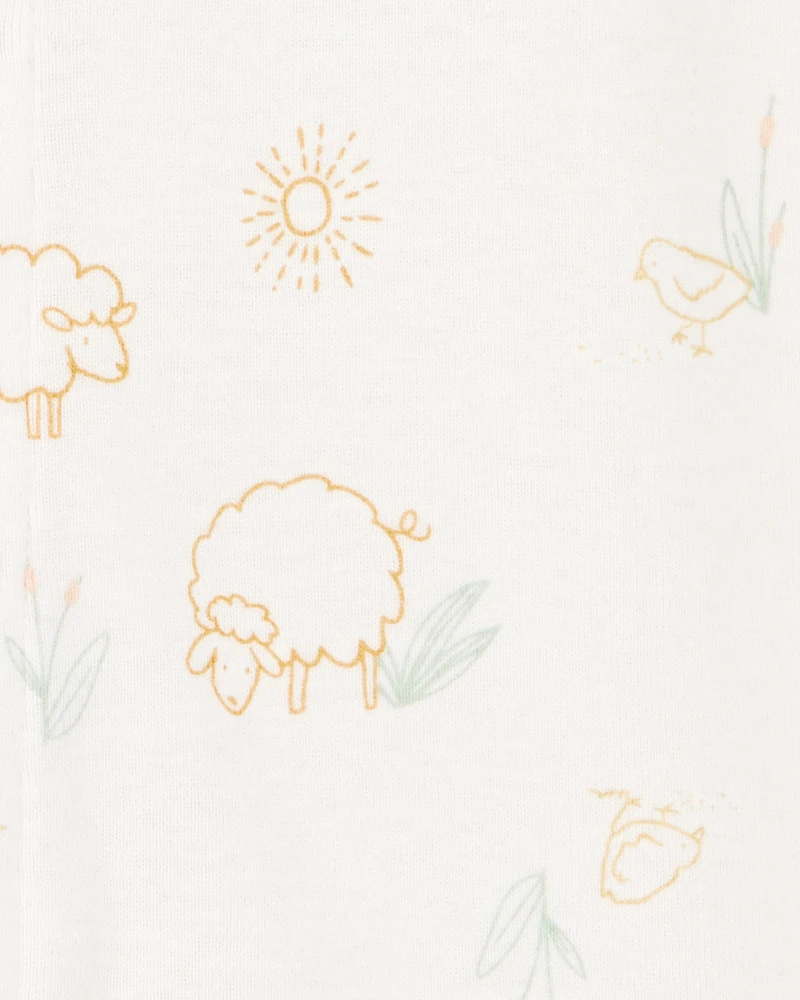 Baby 3-Piece Barnyard Converter Gown & Cap Set - Ivory