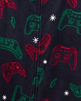 1-Piece Gamer Fleece Footie Pajamas