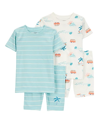 Toddler Palm Tree Print Snug Fit 4-Piece Pyjamas