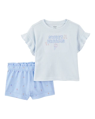 Toddler Ice Cream Print Loose Fit 2-Piece Pyjamas - Blue