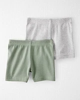 Baby 2-Pack Organic Cotton Ribbed Pedal Shorts