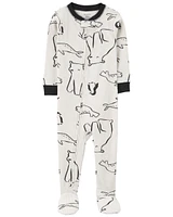 1-Piece Arctic Animal Print Thermal Footie Pajamas