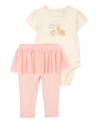 Baby 2-Piece Bunny Bodysuit & Tutu Pant Set - Pink