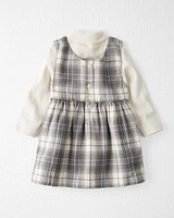 Baby 2-Piece Organic Cotton Herringbone Dress Set Plaid