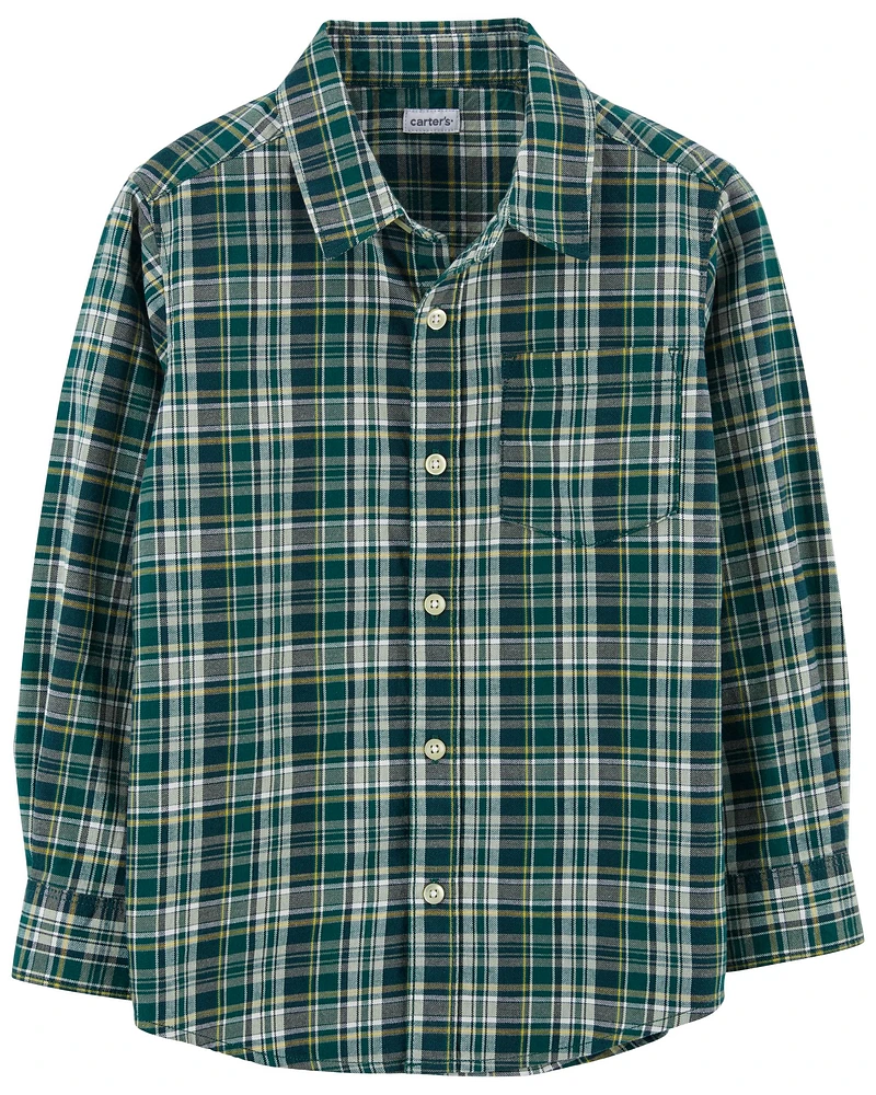 Plaid Button-Front Shirt